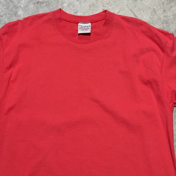 Vintage Pluma Shirt Men Large Crew Tee Red Tshirt Short Sleeve Plain USA Made - Picture 5 of 7